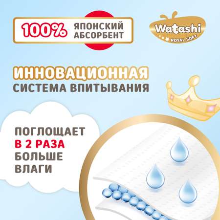 Подгузники WATASHI Royal Soft Royal Soft 24 шт. NB до 5 кг