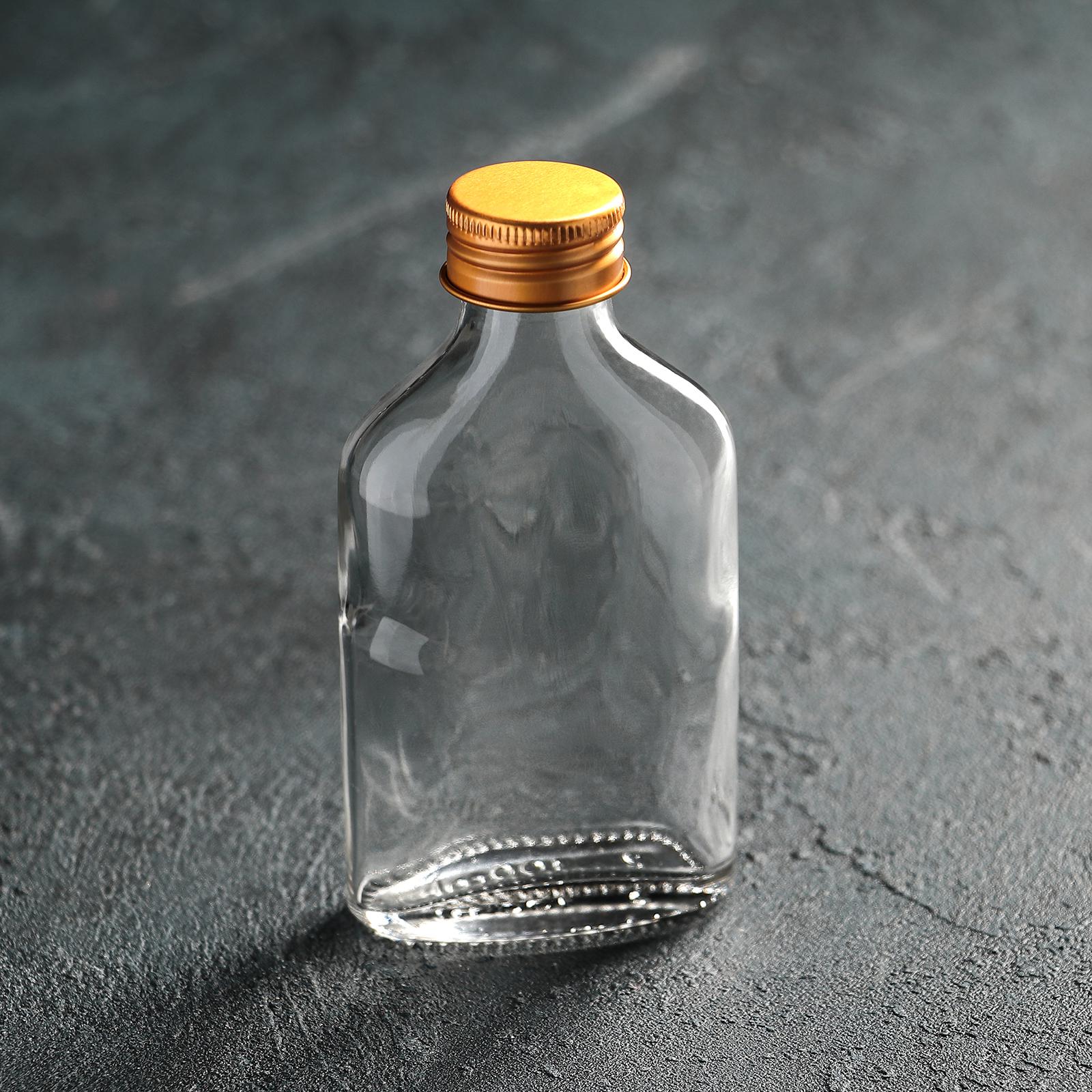 Бутыль Sima-Land стеклянная для соусов и масла с металлической крышкой 100 мл 6 5×3×12 5 см - фото 1