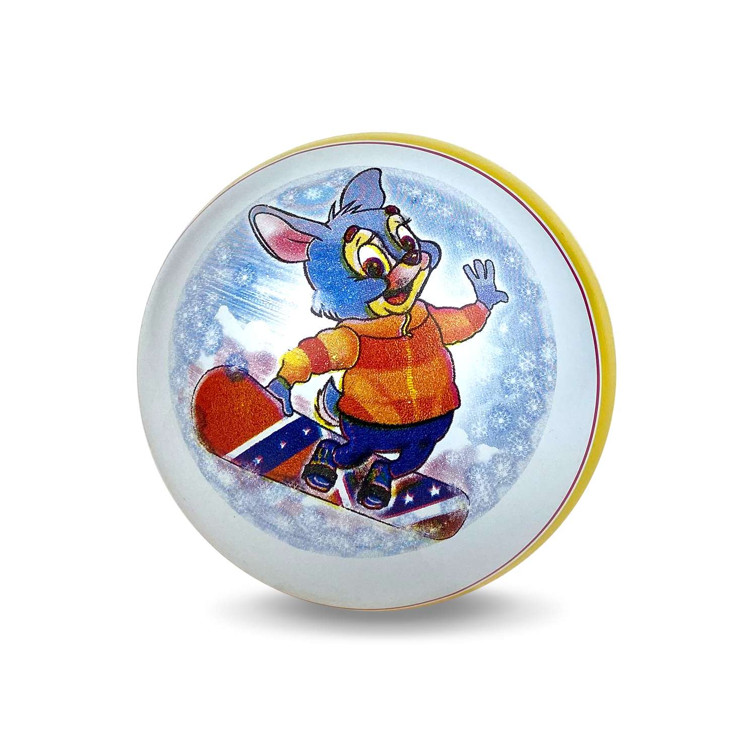 Мяч ЧАПАЕВ Заяц на сноуборде малиновый 15см 44243 - фото 2