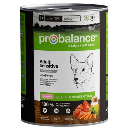 Корм для собак Probalance 850г Adult Sensitive здоровое пищеварение с ягненком ж/б