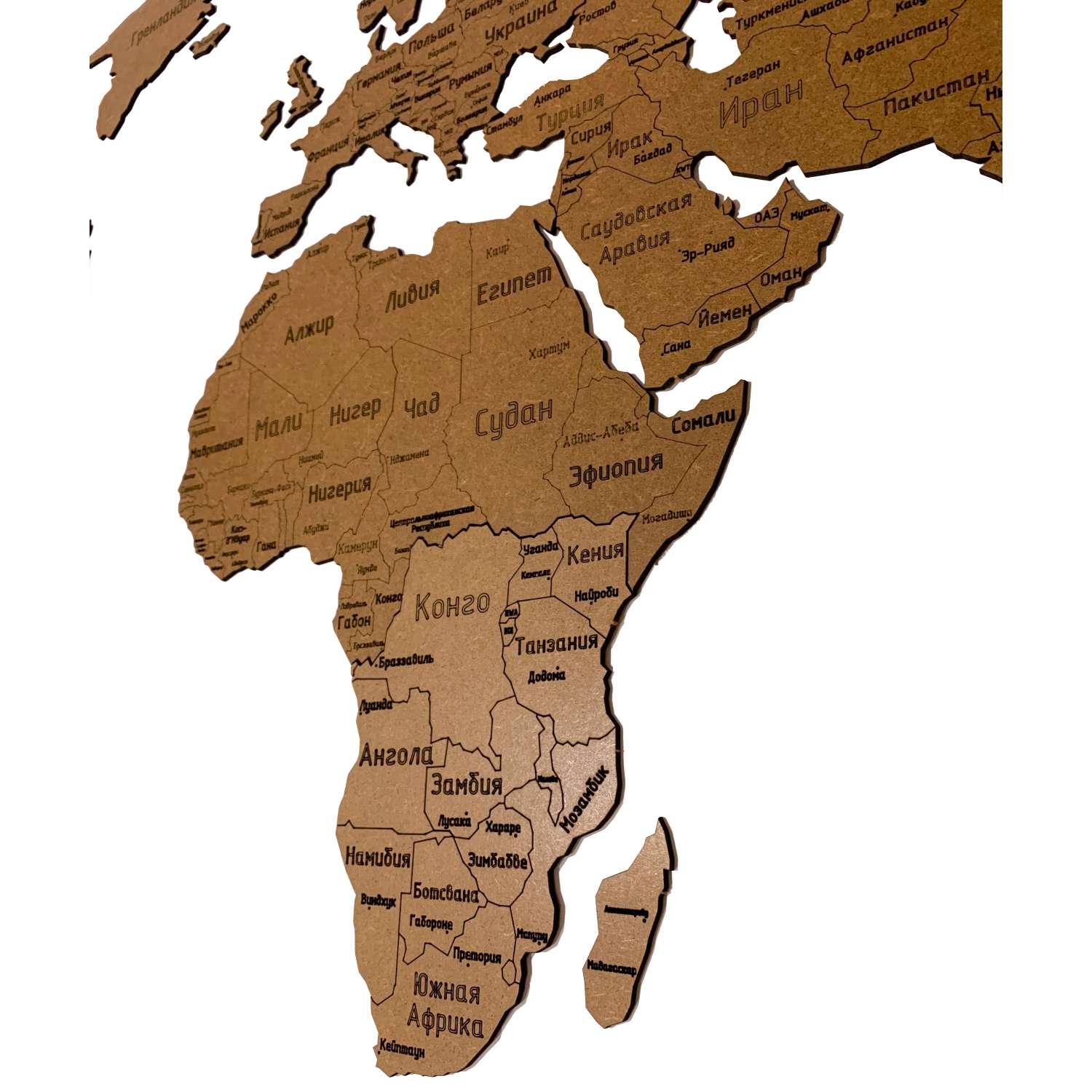 Карта мира настенная Afi Design с гравировкой 150х80 см Countries Rus коричневая - фото 2