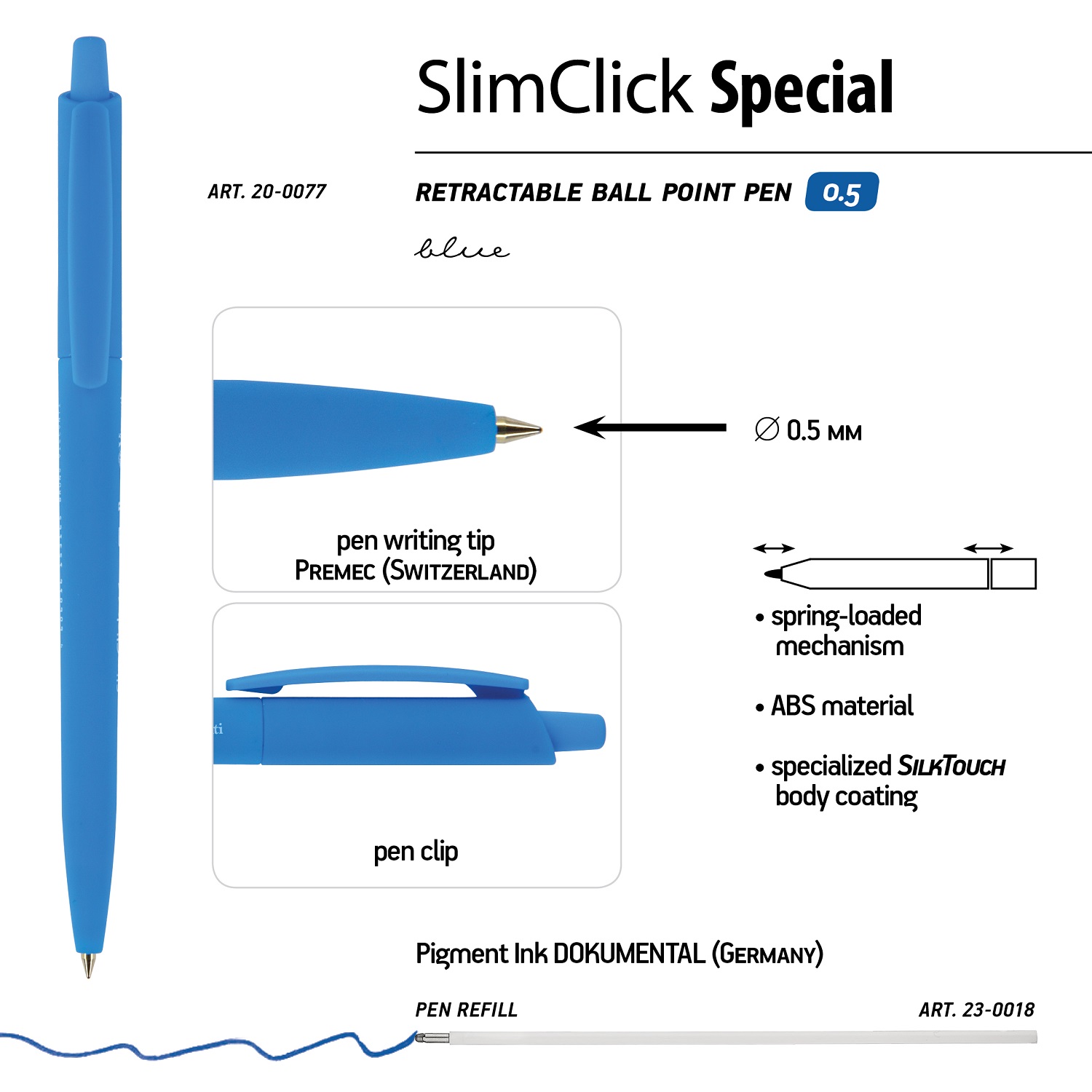 Набор из 5-ти шариковых ручек Bruno Visconti SlimClick Special автоматические синие - фото 5