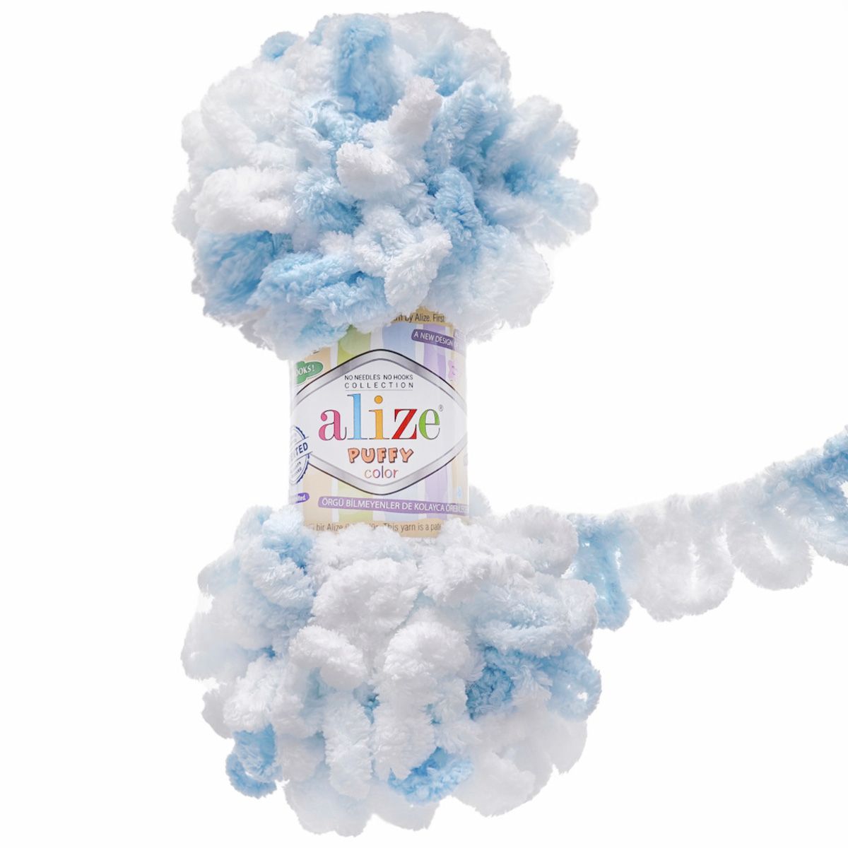 Пряжа для вязания Alize puffy color 100 г 9 м микрополиэстер плюшевая мягкая 5924 секционный 5 мотков - фото 4