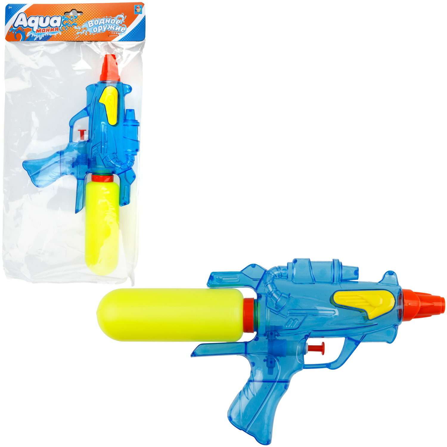 Водяной пистолет Аквамания 1TOY детское игрушечное оружие для мальчиков и девочек игрушки для улицы и ванны голубой - фото 1