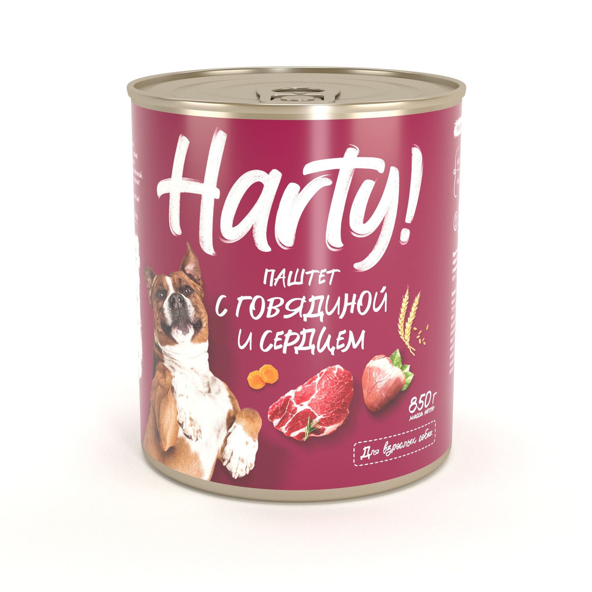 Корм для собак Harty 850г паштет с говядиной и сердцем консервированный полнорационный - фото 1