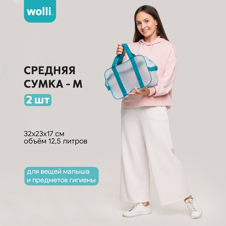 Сумка в роддом Wolli Матовый бирюзовый комплект 3 шт