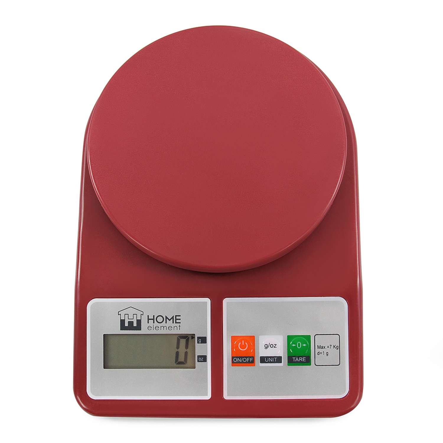 Весы кухонные HOME ELEMENT HE-SC930 сенсор/красный гранат - фото 1