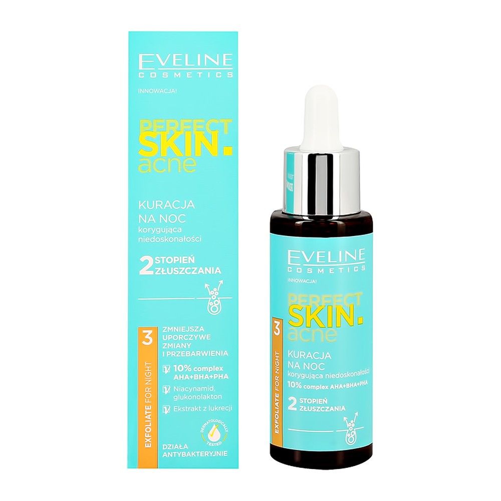 Сыворотка для лица EVELINE Perfect skin acne ночная с 10% комплексом кислот 30 мл - фото 4