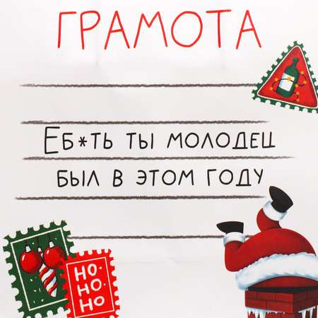 Пакет Дарите Счастье подарочный крафтовый «Молодец». 22×22×11 см