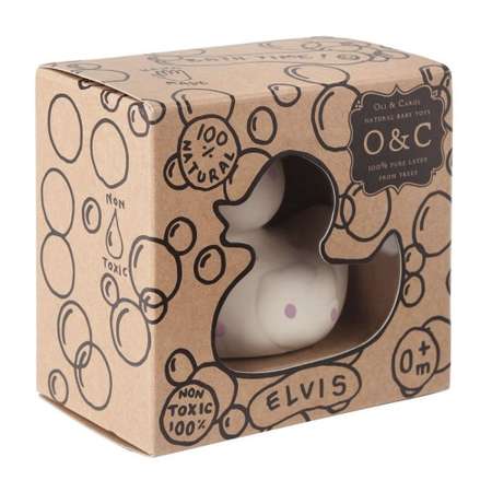 Прорезыватель грызунок OLI and CAROL Elvis The Duck Dots Pink из натурального каучука