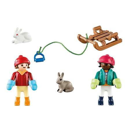 Набор фигурок Playmobil Дети с санями