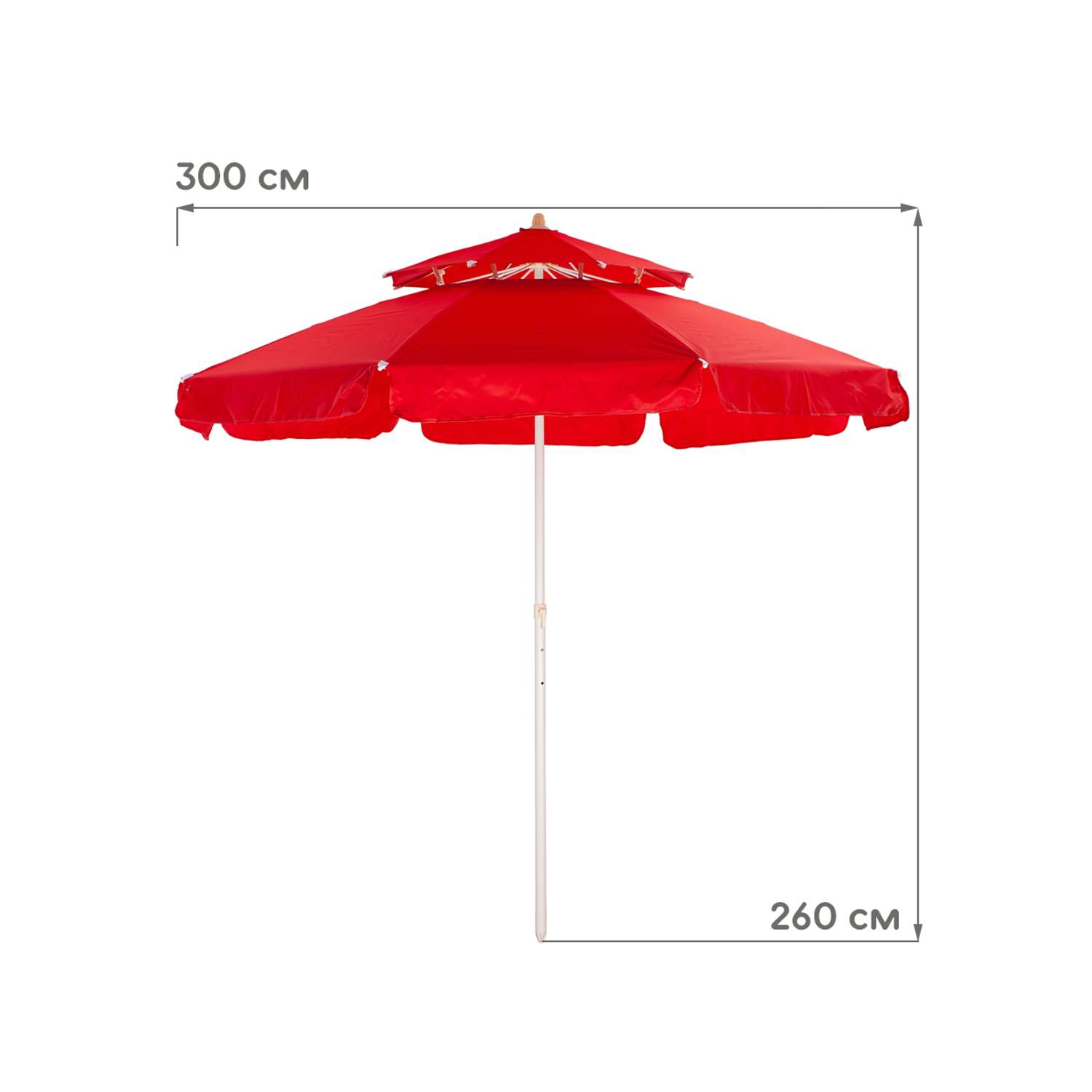 Зонт пляжный BABY STYLE большой с двойным клапаном 2.7 м красный - фото 2