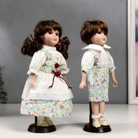 Кукла коллекционная Зимнее волшебство парочка набор 2 шт «Стася и Егор в нарядах в цветочек» 30 см