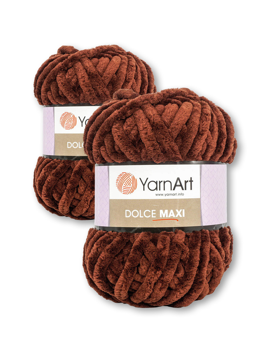 Пряжа для вязания YarnArt Dolce Maxi 200 гр 70 м микрополиэстер объемная мягкая 2 мотка 775 т-коричневый - фото 3