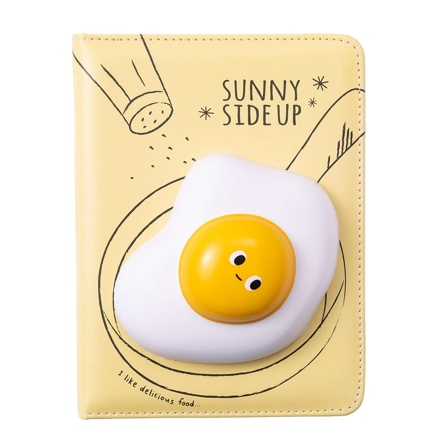 Блокнот Михи-Михи со сквишем Яичница Sunny Side Up формат А5 желтый - фото 1