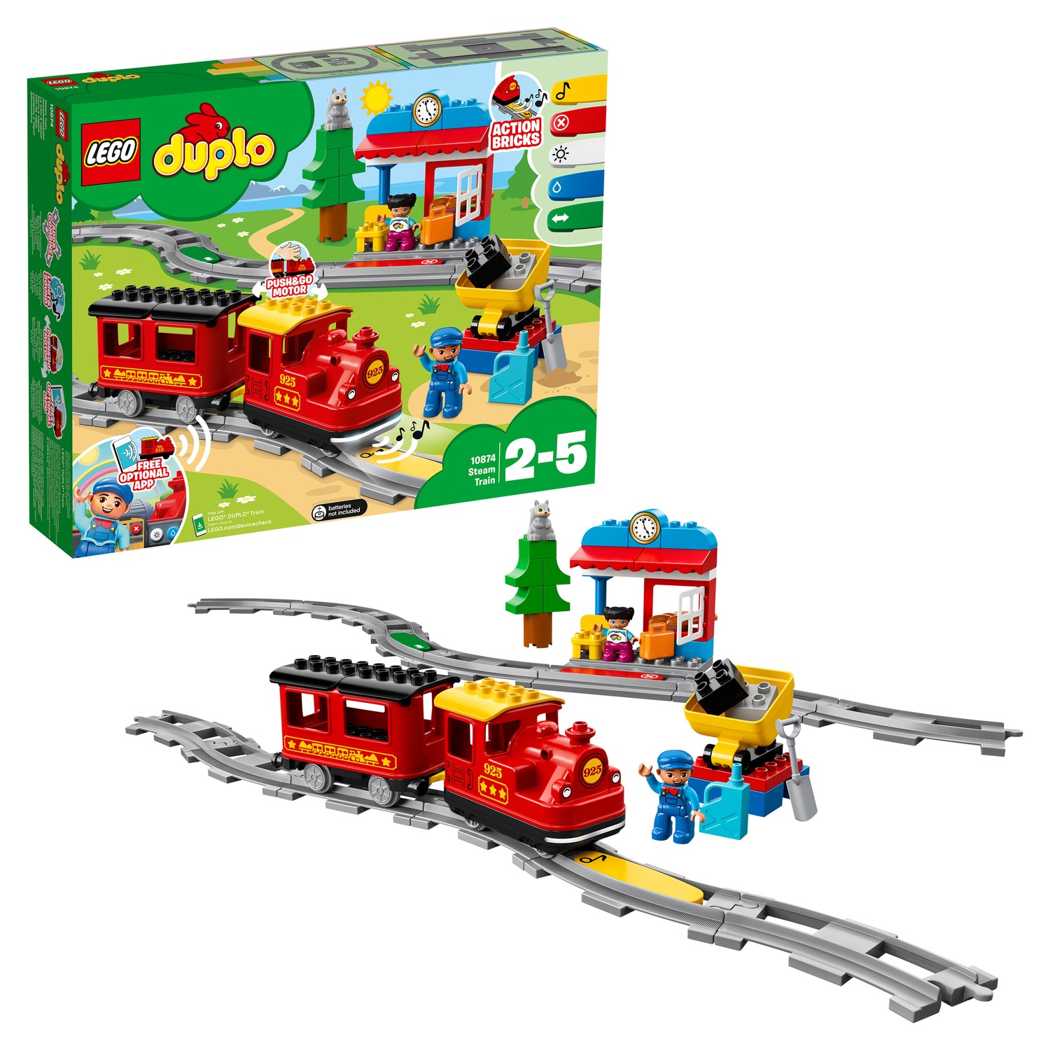 Конструктор LEGO DUPLO Town Поезд на паровой тяге (10874) купить по цене  3999 ? в интернет-магазине Детский мир