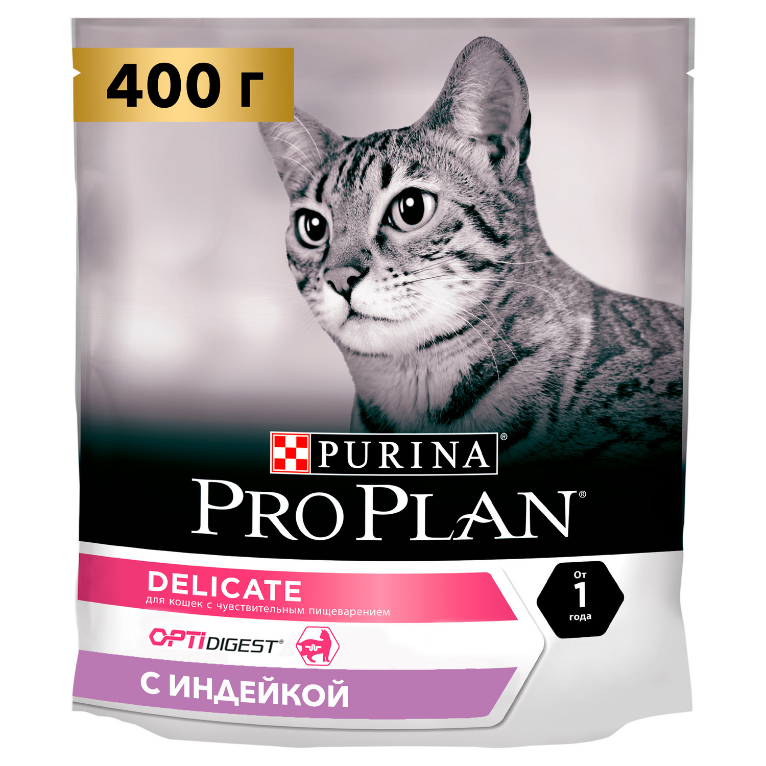 Корм сухой для кошек PRO PLAN 400г с индейкой с чувствительным пищеварением - фото 1