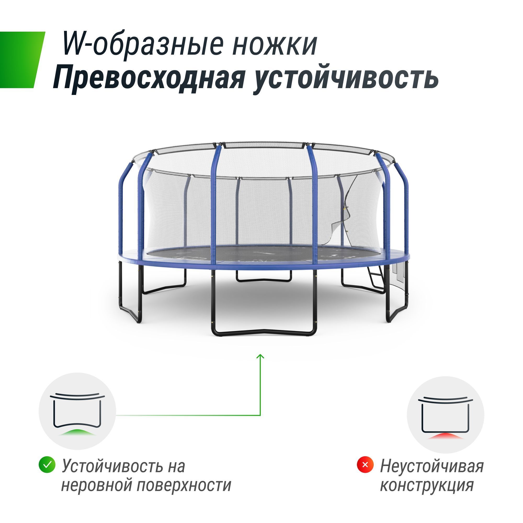 Батут каркасный Supreme Game UNIX line 16 ft Blue общий диаметр 488 см до 170 кг диаметр прыжковой зоны 430 см - фото 7