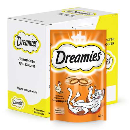 Лакомство для кошек Dreamies подушечки c курицей 60г