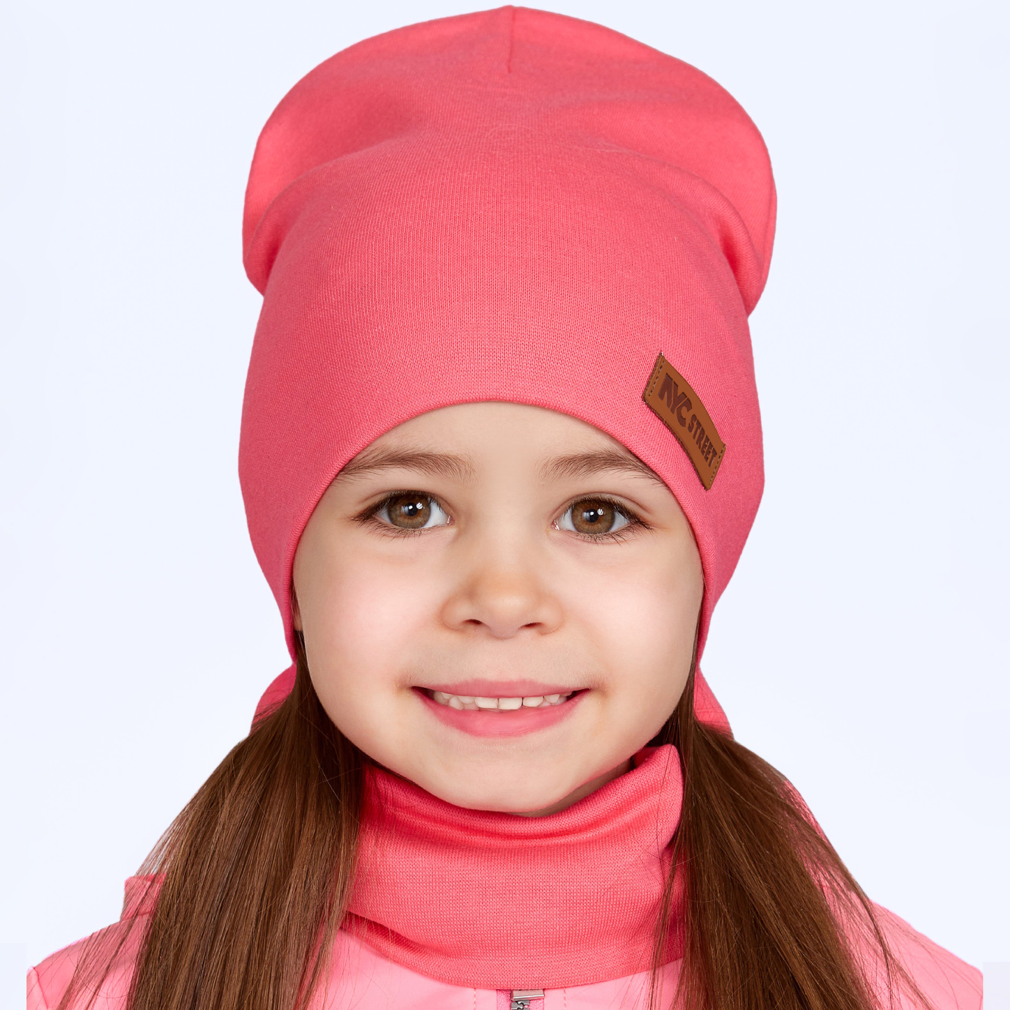 Шапка и снуд NYCkids NYC-H-67-plainG-pink - фото 4