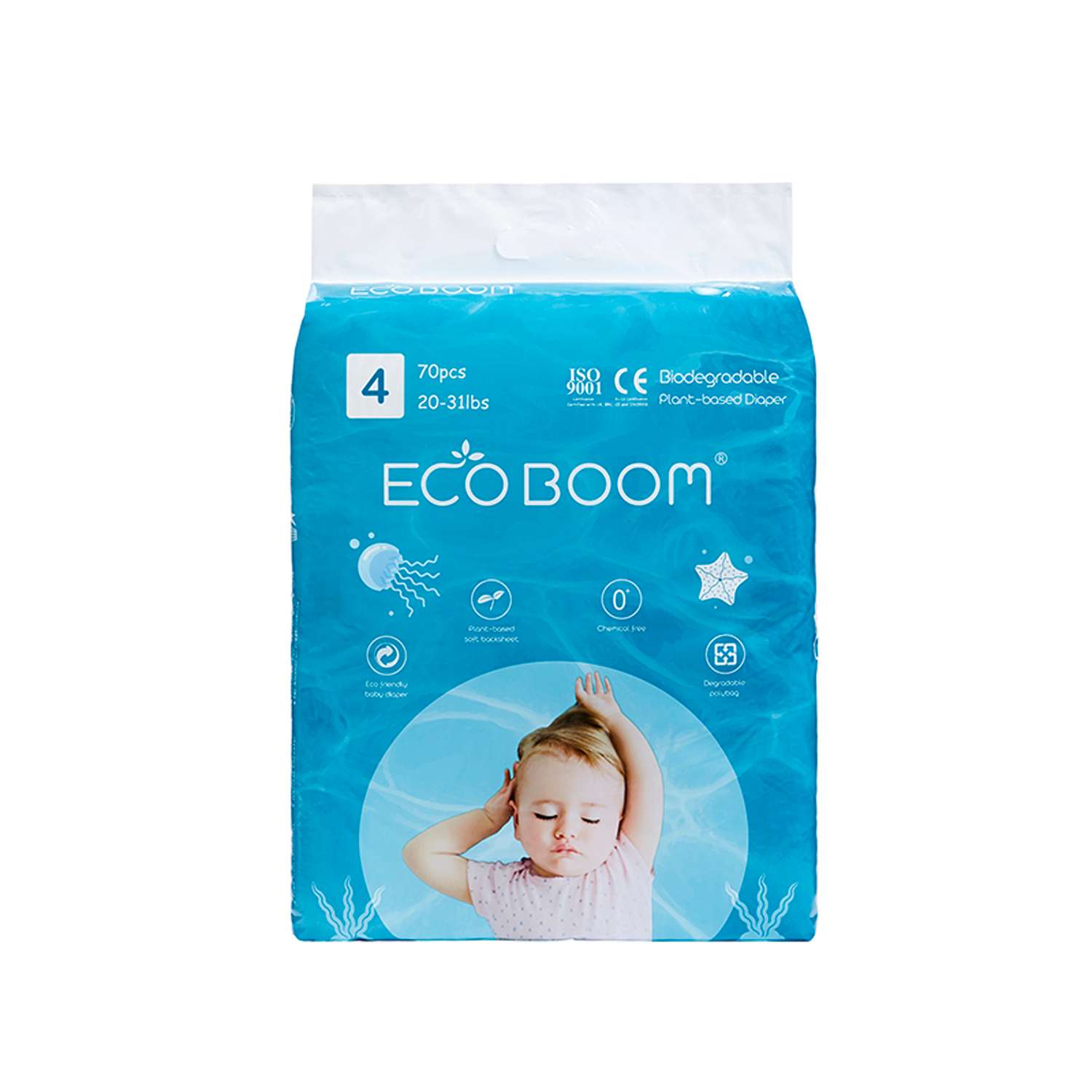 Эко подгузники детские ECO BOOM размер 4/L для детей весом 9-14 кг 70 шт - фото 1
