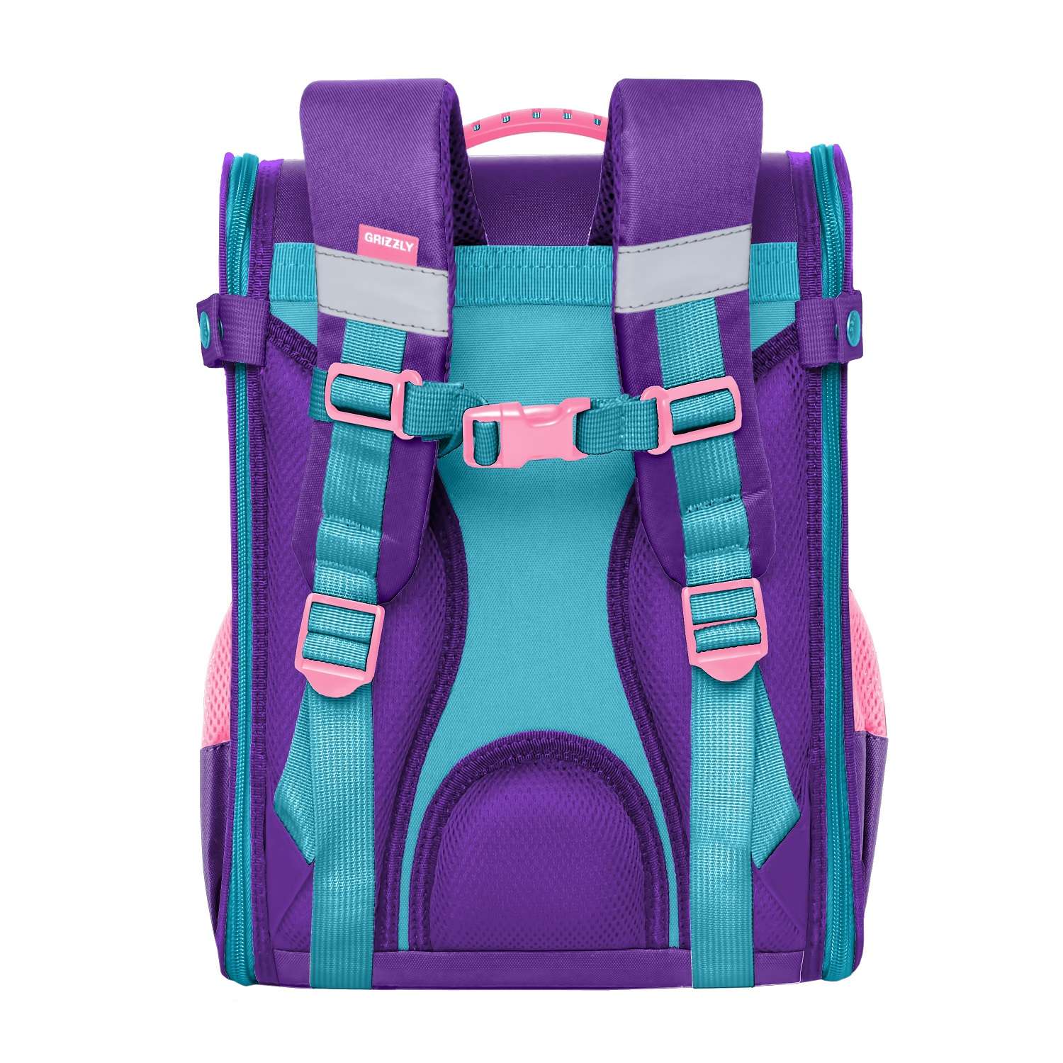 Рюкзак школьный Grizzly Нашивки Фиолетовый-Голубой RAn-082-6/1 - фото 2