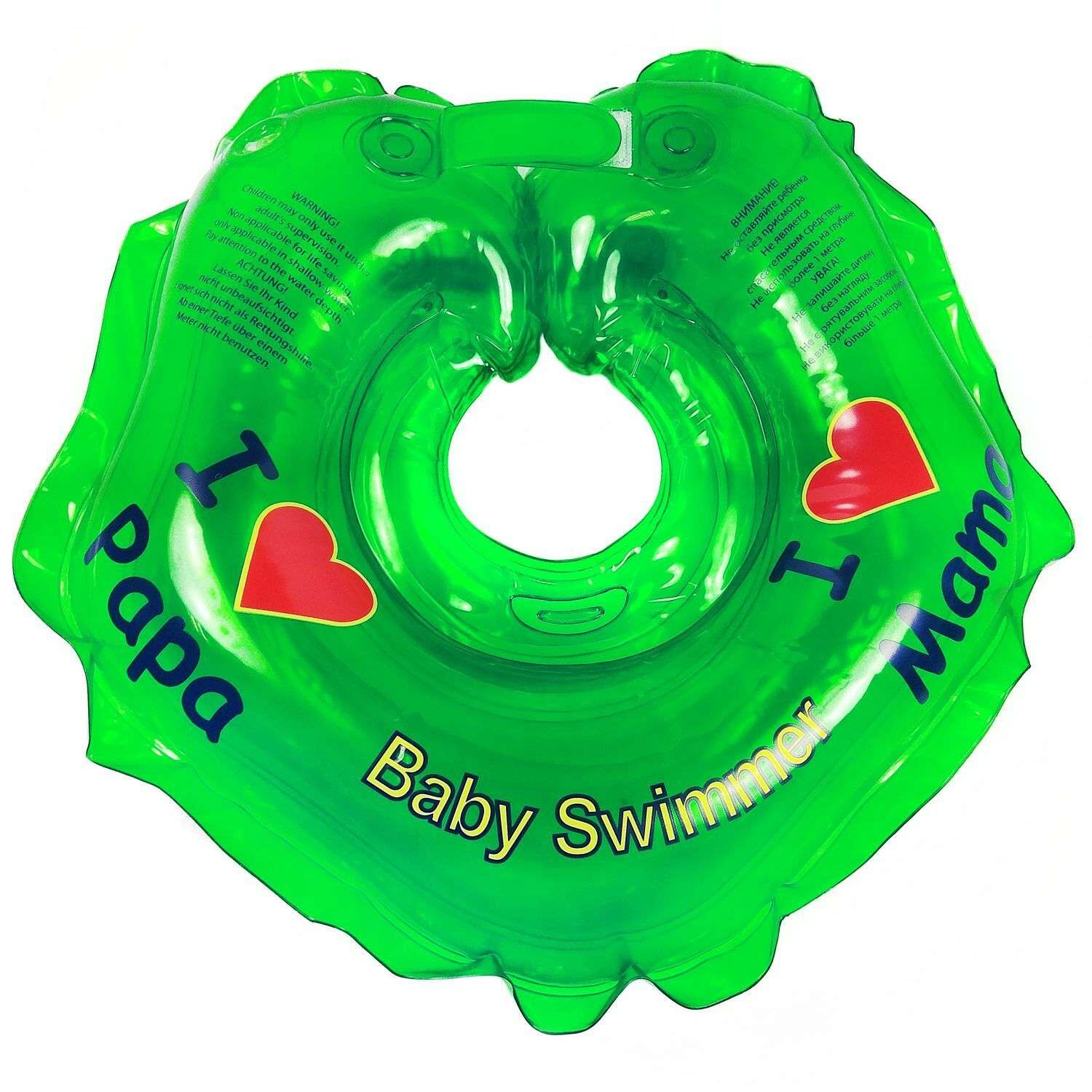 Круг для купания BabySwimmer на шею 0-24месяца Зеленый BS21G - фото 1