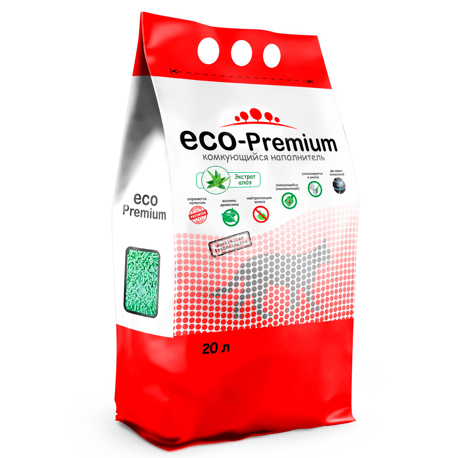 Наполнитель для кошек ECO premium комкующийся Алоэ 20л - фото 1