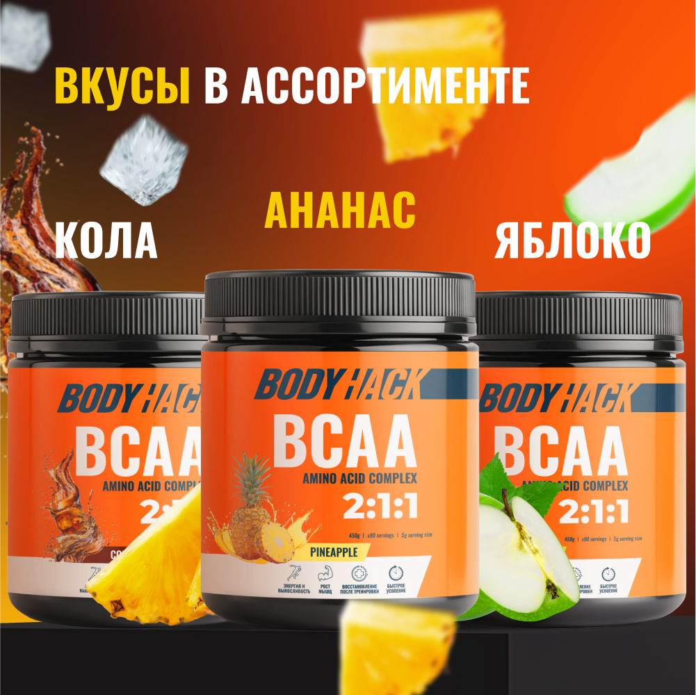 Аминокислоты BCAA 2:1:1 BodyHack ананас 90 порции 450 г - фото 9