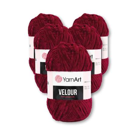 Пряжа для вязания YarnArt Velour 100 г 170 м микрополиэстер мягкая велюровая 5 мотков 847 бордовый