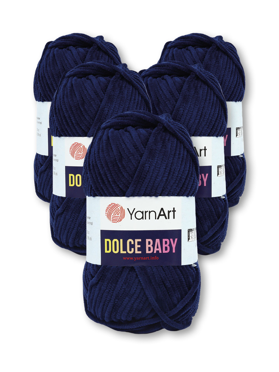 Пряжа для вязания YarnArt Dolce Baby 50 гр 85 м микрополиэстер плюшевая 5 мотков 756 темно-синий - фото 3