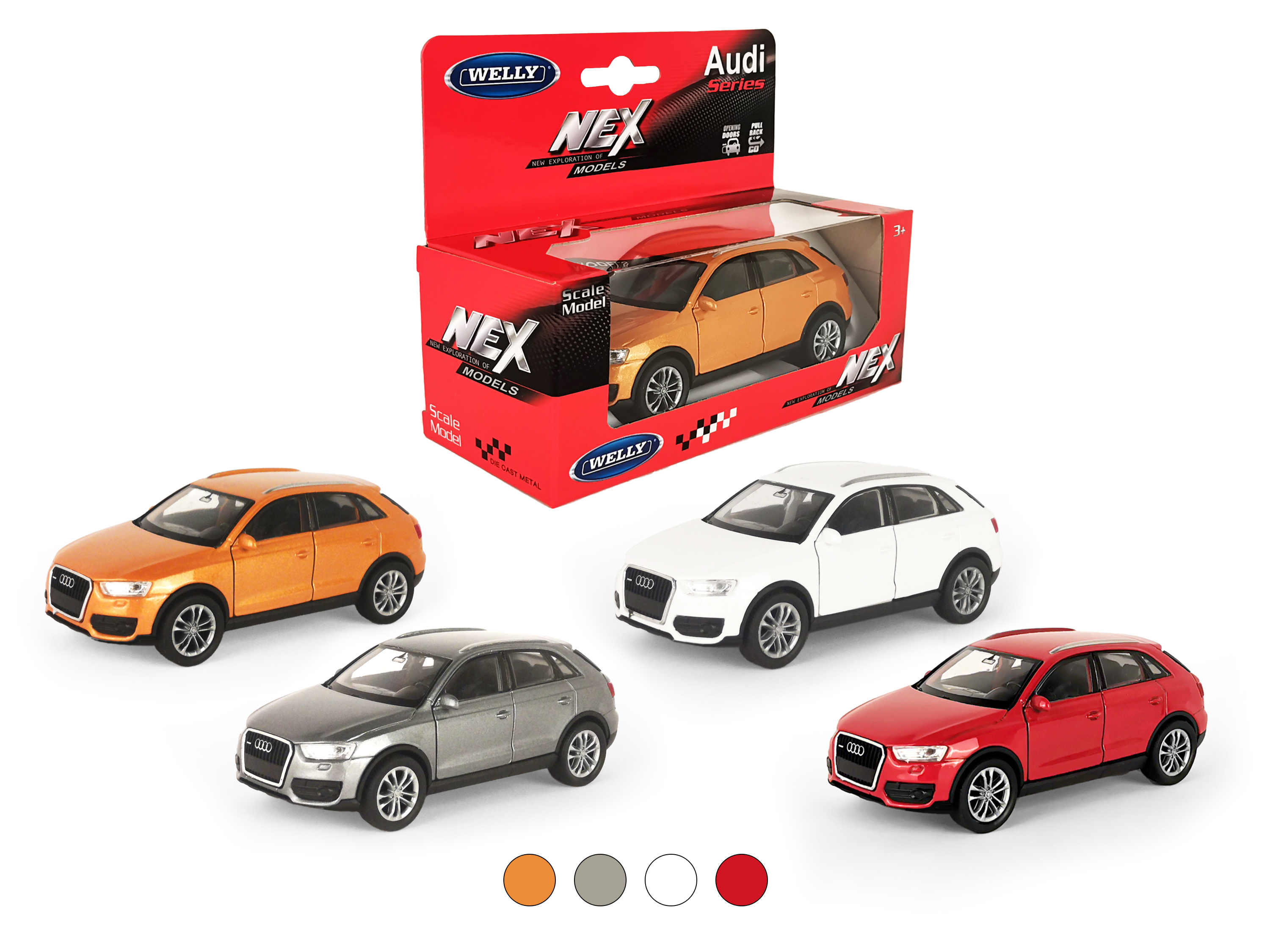 Машинка WELLY 1:38 Audi Q3 цвет в ассортименте 43666W - фото 1