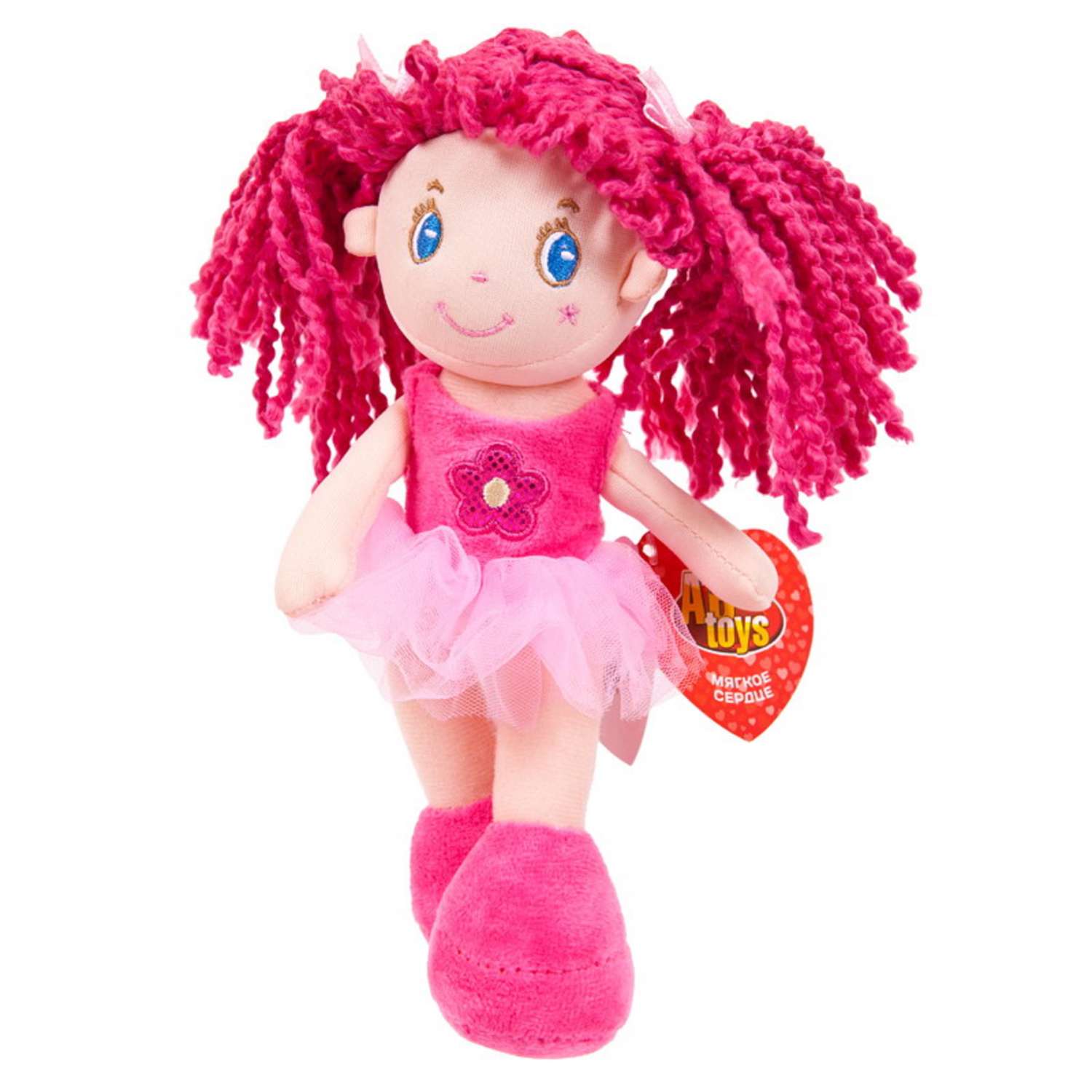 Кукла ABTOYS Мягкое сердце мягконабивная с розовыми волосами и в пачке 20 см M6011 - фото 1