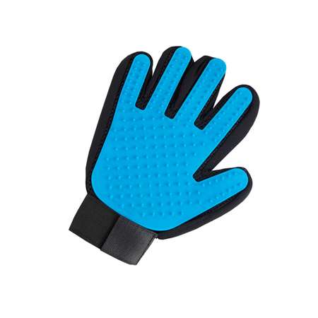 Перчатка для груминга Stefan массажная для вычесывания шерсти животных голубая 23х17см