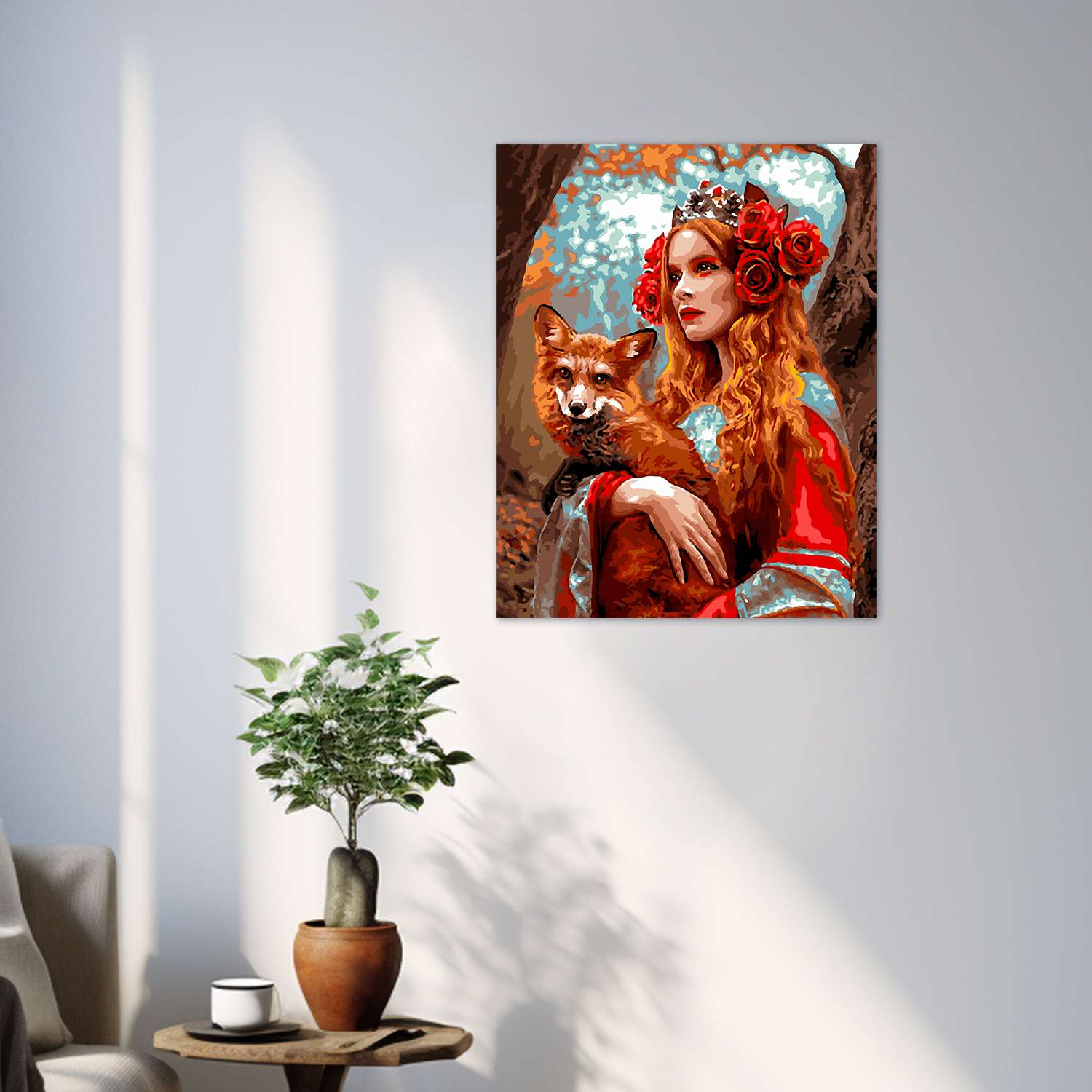 Картина по номерам LORI Девушка с лисой 40х50 см на холсте с деревянным подрамником - фото 11