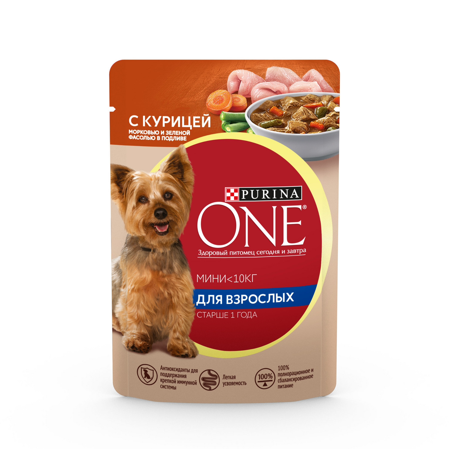 Влажный корм для собак Purina One Mini 0.085 кг курица (для домашних, полнорационный) - фото 2