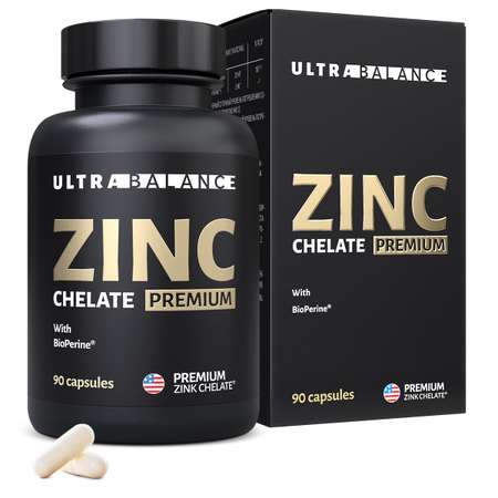 Цинк хелат премиум UltraBalance zinc chelated with bioperine с пиперином витамин бад комплекс 90 капсул