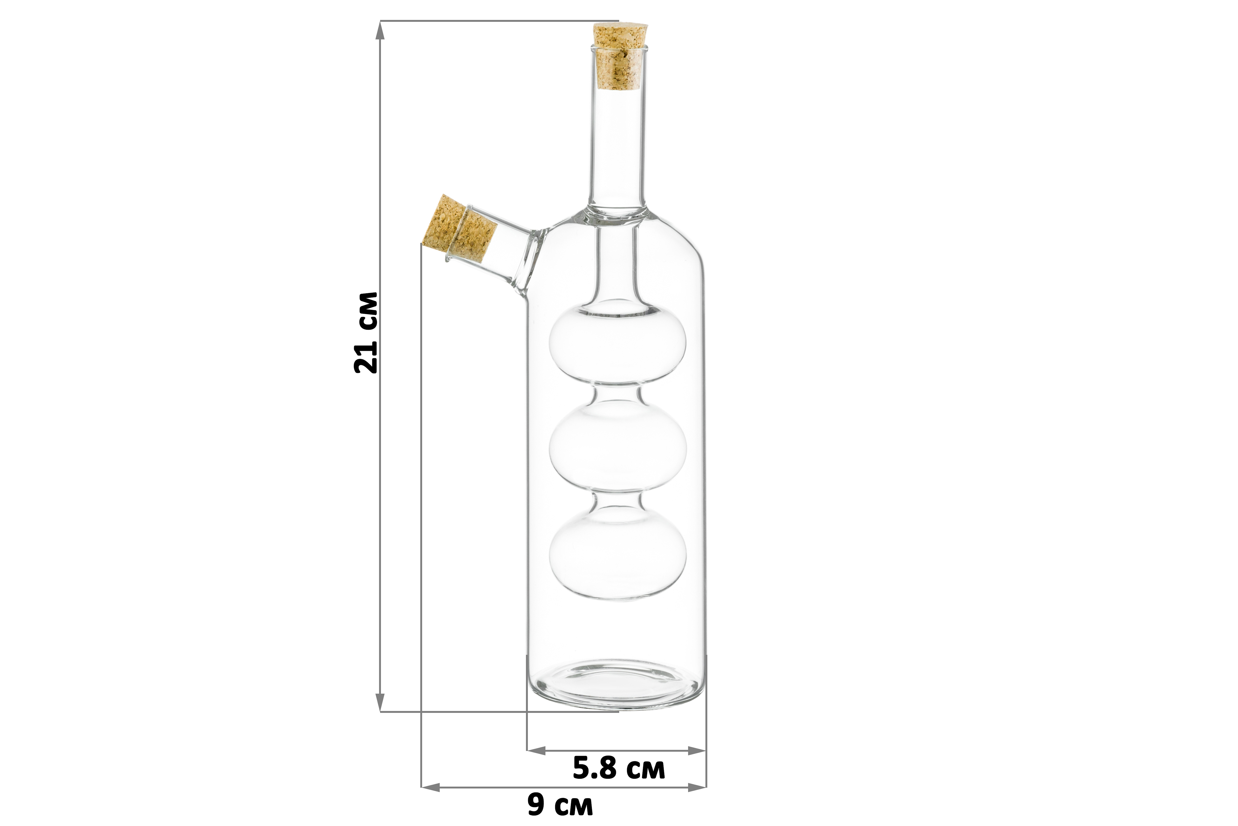 Бутылка Elan Gallery для масла. уксуса. соевого соуса 2в1 230. 80 мл Crystal glass с пробкой. стеклянная - фото 2