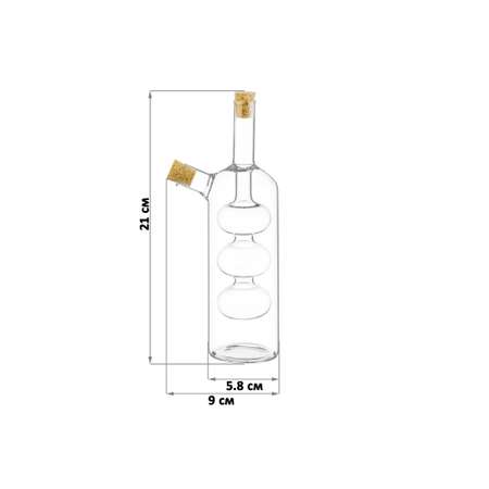 Бутылка Elan Gallery для масла. уксуса. соевого соуса 2в1 230. 80 мл Crystal glass с пробкой. стеклянная
