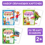 Карточки Проф-Пресс обучающие 3 набора по 16 шт 17х22 см динозавры+тело человека+транспорт