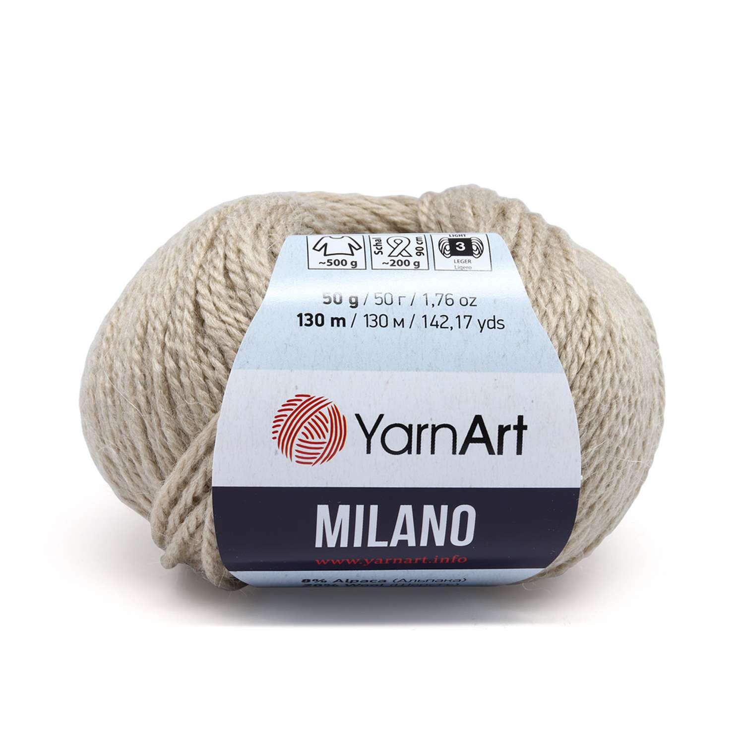 Пряжа YarnArt Milano смесовая для демисезонных вещей 50 г 130 м 854 светло-бежевый 10 мотков - фото 6