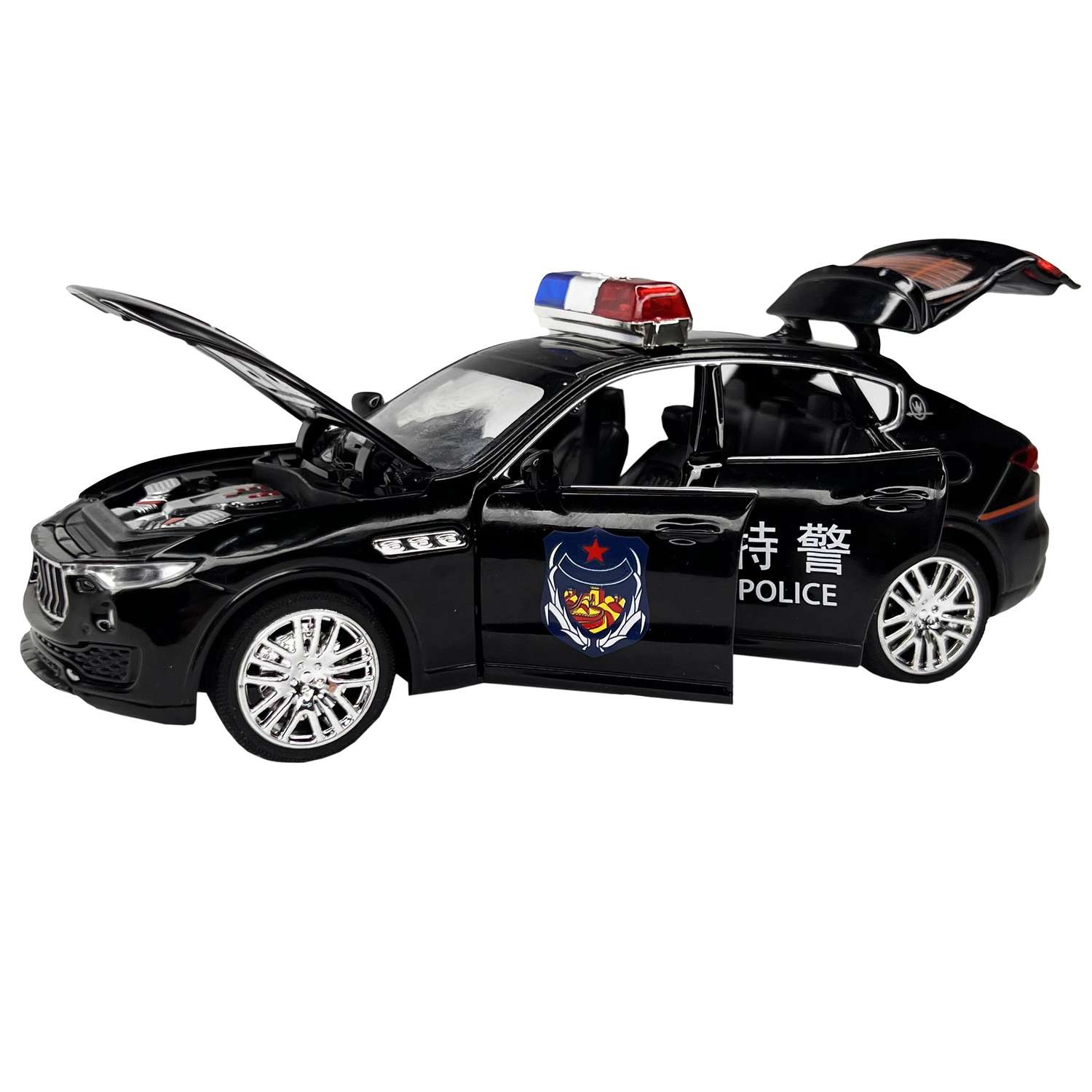 Машинка металлическая BalaToys полицейская с открывающимися дверьми и багажниками PoliceCarWhite - фото 1