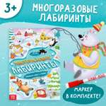 Книга Буква-ленд «Многоразовые лабиринты. Проходи снова и снова!», с маркером