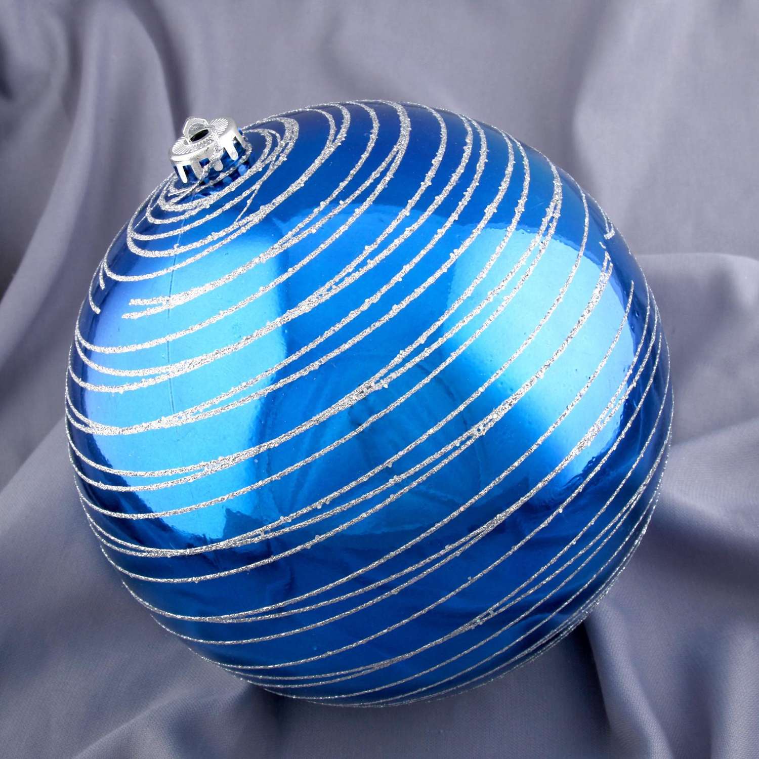 Шар Зимнее волшебство пластик d-20 см «Юпитер» синий - фото 1