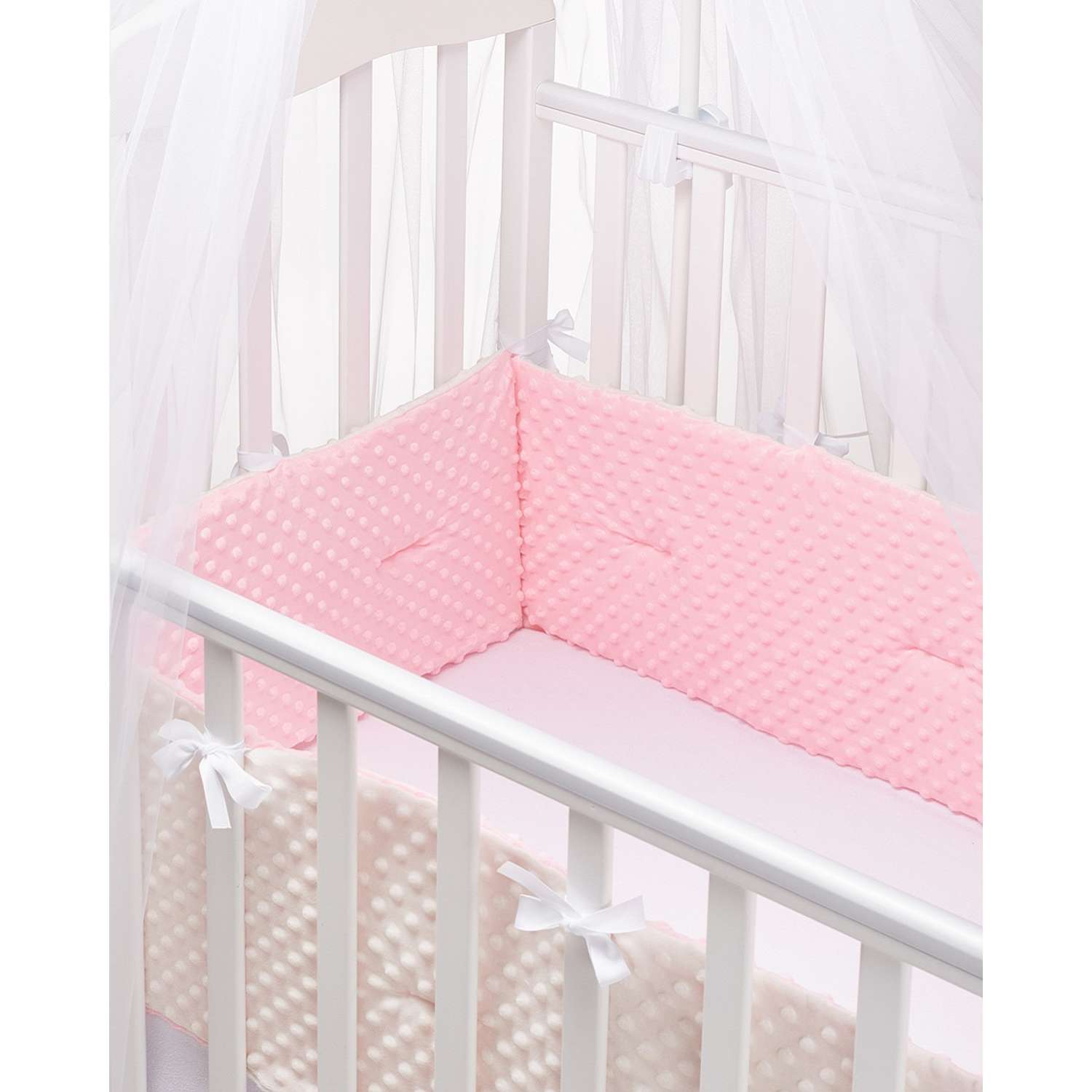 Бортики в кроватку Lemony kids Miracle 2 части по 180 см Розовый/молочный - фото 2