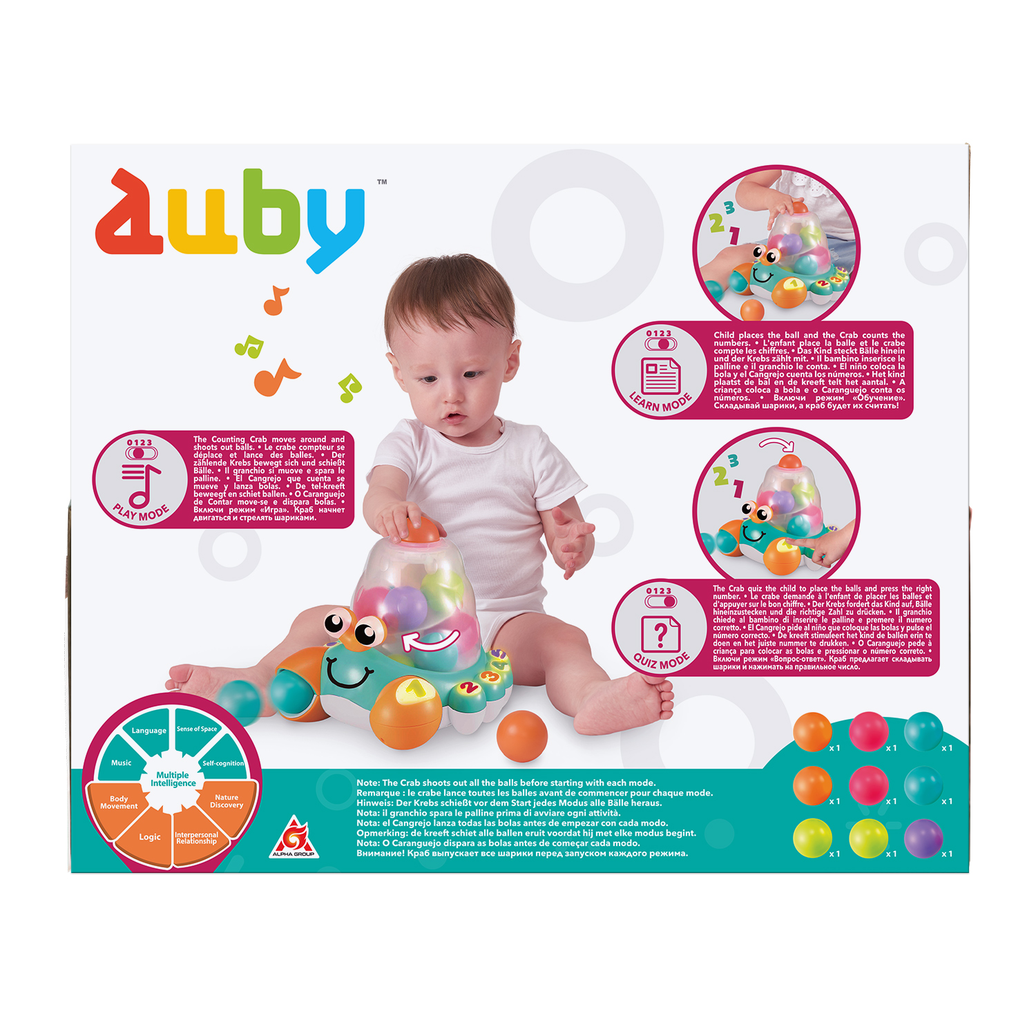 Игрушка развивающая Auby Веселый считающий краб 41087 - фото 9