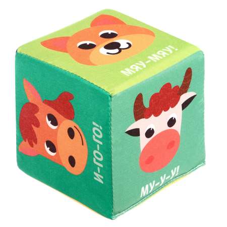 Игрушка мягконабивная IQ-ZABIAKA «Кубики: Ребятам о зверятах» 4 шт 10×10 см