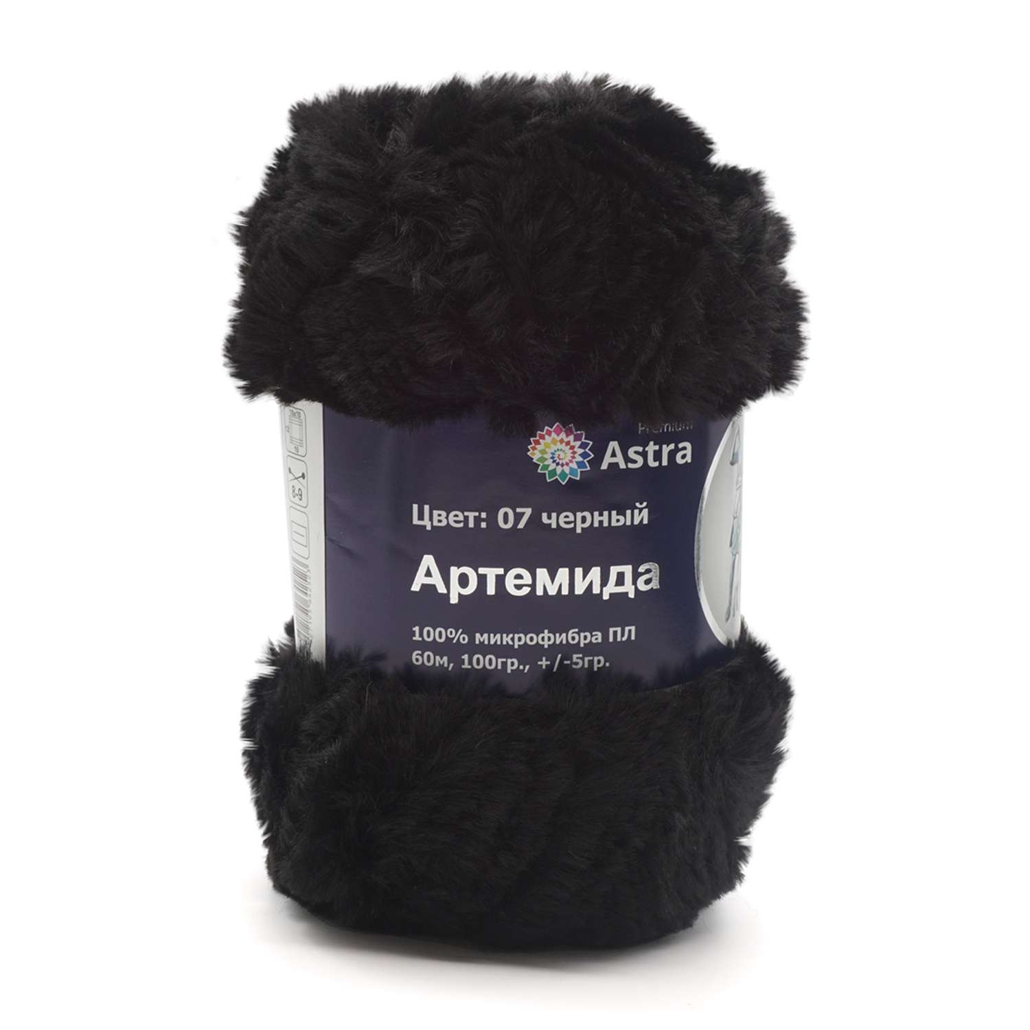 Пряжа Astra Premium Артемида с густым пушистым ворсом 100 г 60 м 07 черный 3 мотка - фото 2