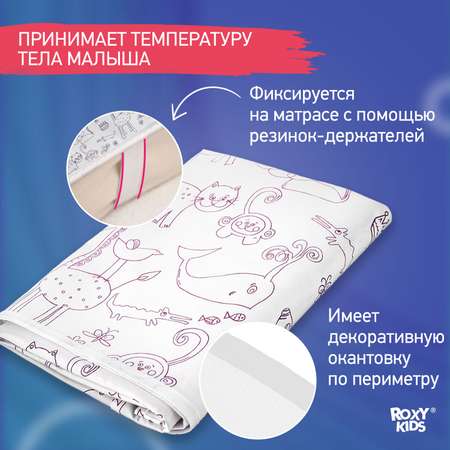 Клеенка-наматрасник ROXY-KIDS подкладная с резинками-держателями 70*100см цвет белый