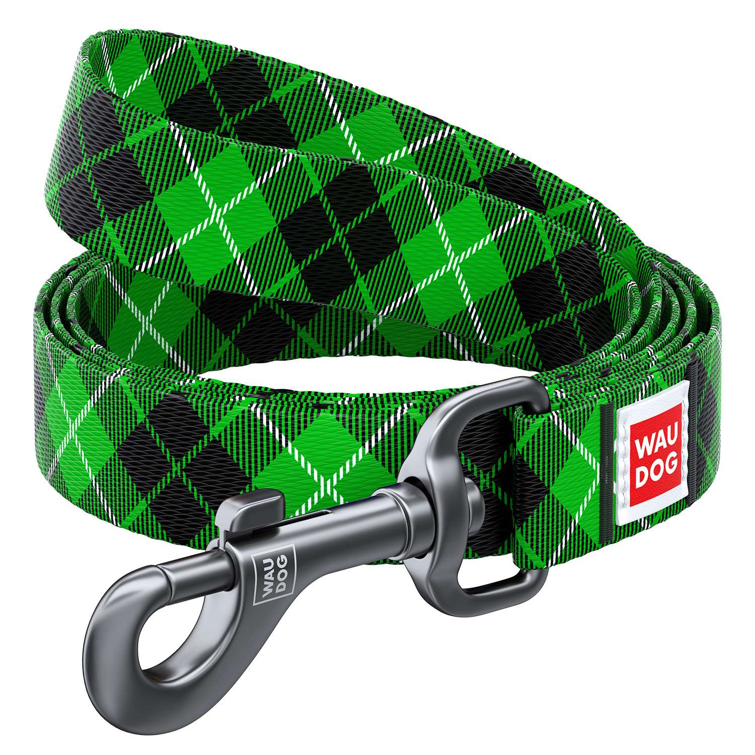 Поводок для собак Waudog Nylon Шотландка средний Зеленый 4864 - фото 1